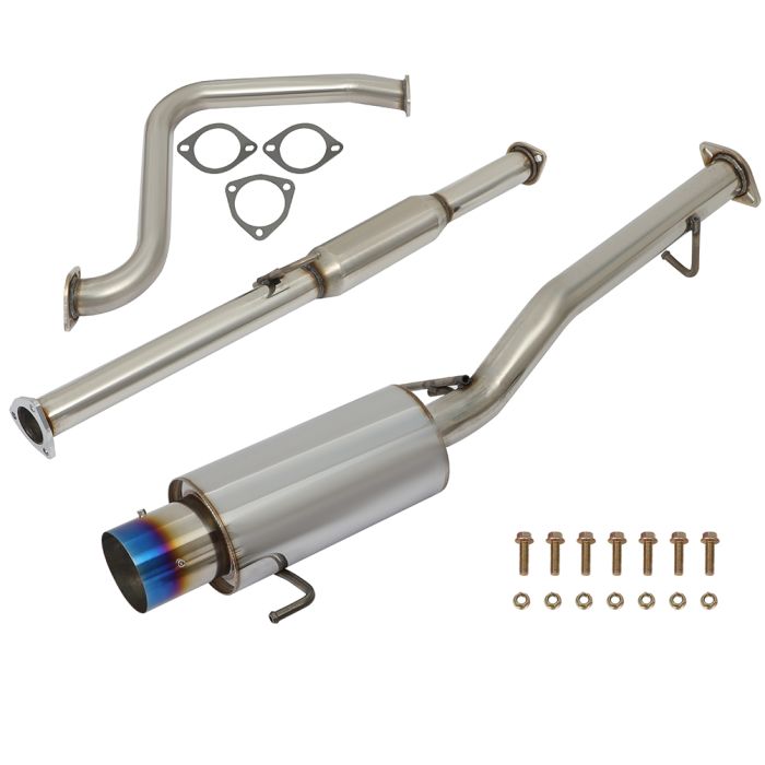 4 inch 1992-1996 Honda Prelude 2.2L 2.3L 4" Burnt Tip Blue Muffler Catback Exhaust System