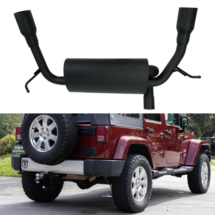 Axle Back Catback Exhaust System 4 inch Dual Tip for 2007-2017 Jeep Wrangler JK 2/4DR Flat Black