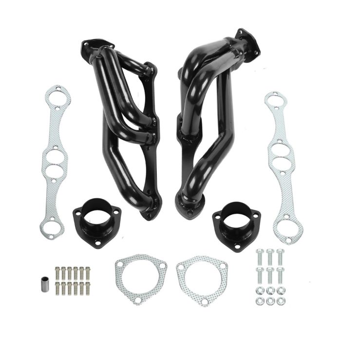 Black Swap Header Exhaust for Chevy Small Block Blazer S10 S15 283 302 350 V8