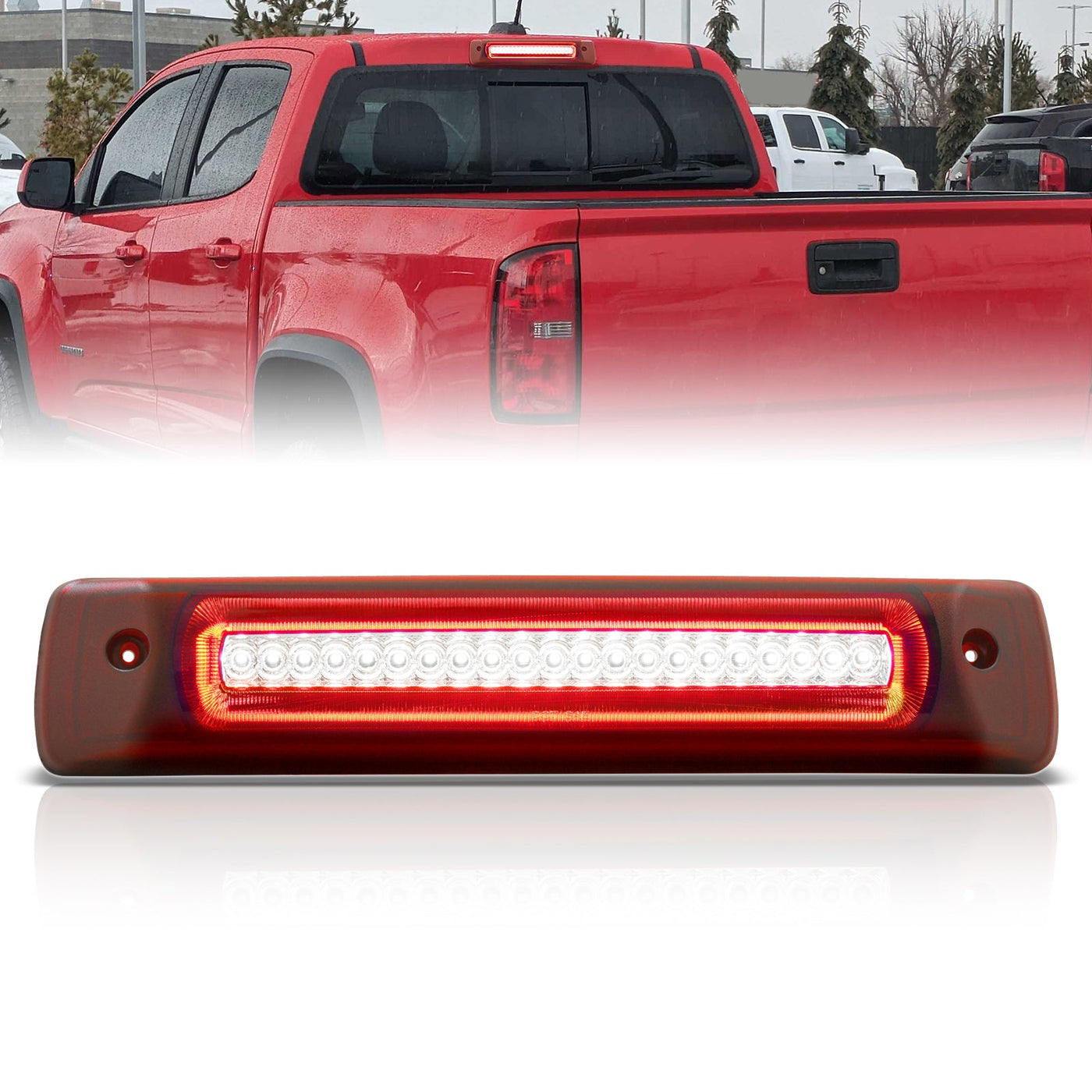 Chevrolet Colorado 2015-2022 / GMC Canyon 2015-2022 Strobe LED 3rd Brake Light Chrome Housing Red Len