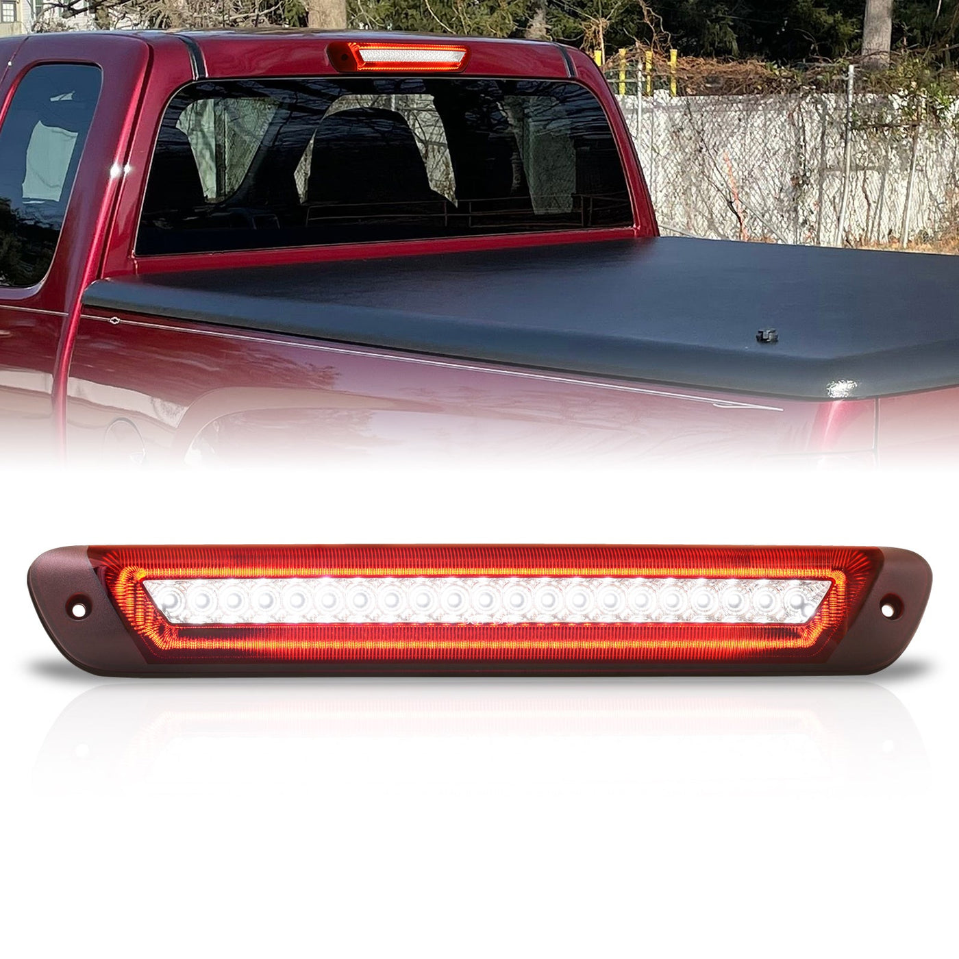 Chevrolet Colorado 2004-2012 / GMC Canyon 2004-2012 / Isuzu i-280 i-350 2006 / i-290 i-370 2007-2008 Strobe LED 3rd Brake Light Chrome Housing Red Len