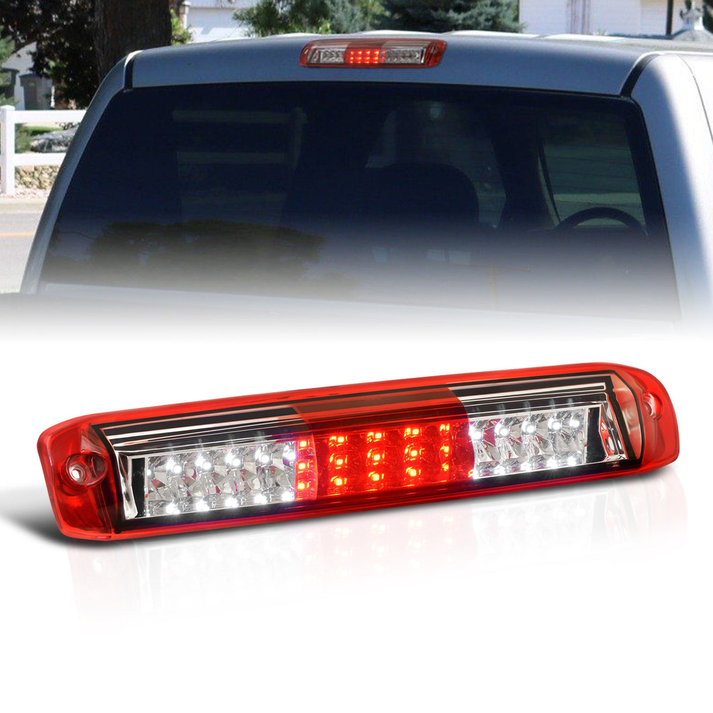 Chevrolet Silverado 1999-2006 / GMC Sierra 1999-2006 LED 3rd Brake Light Chrome Housing Red Clear Len