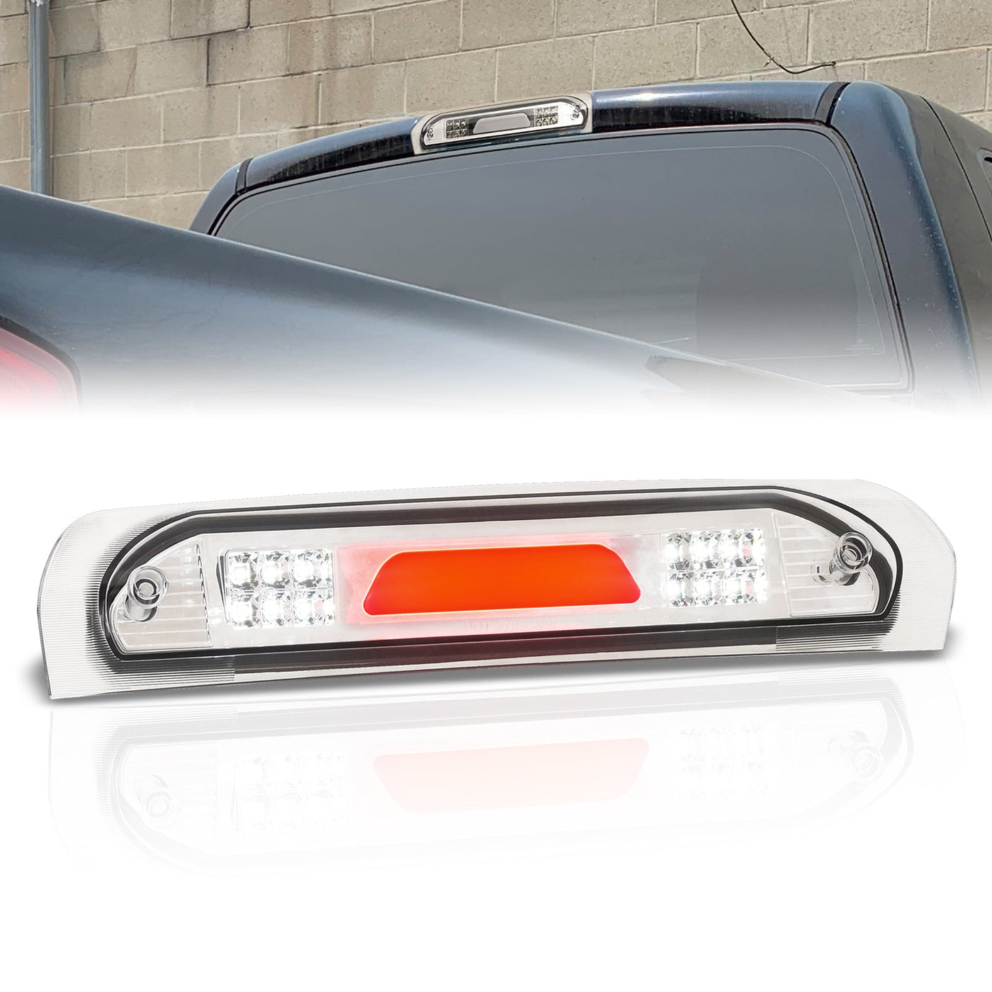 Dodge Ram 1500 2002-2008 / Dodge Ram 2500 3500 2003-2009 LED Bar 3rd Brake Light Chrome Housing Clear Len (Version 2)