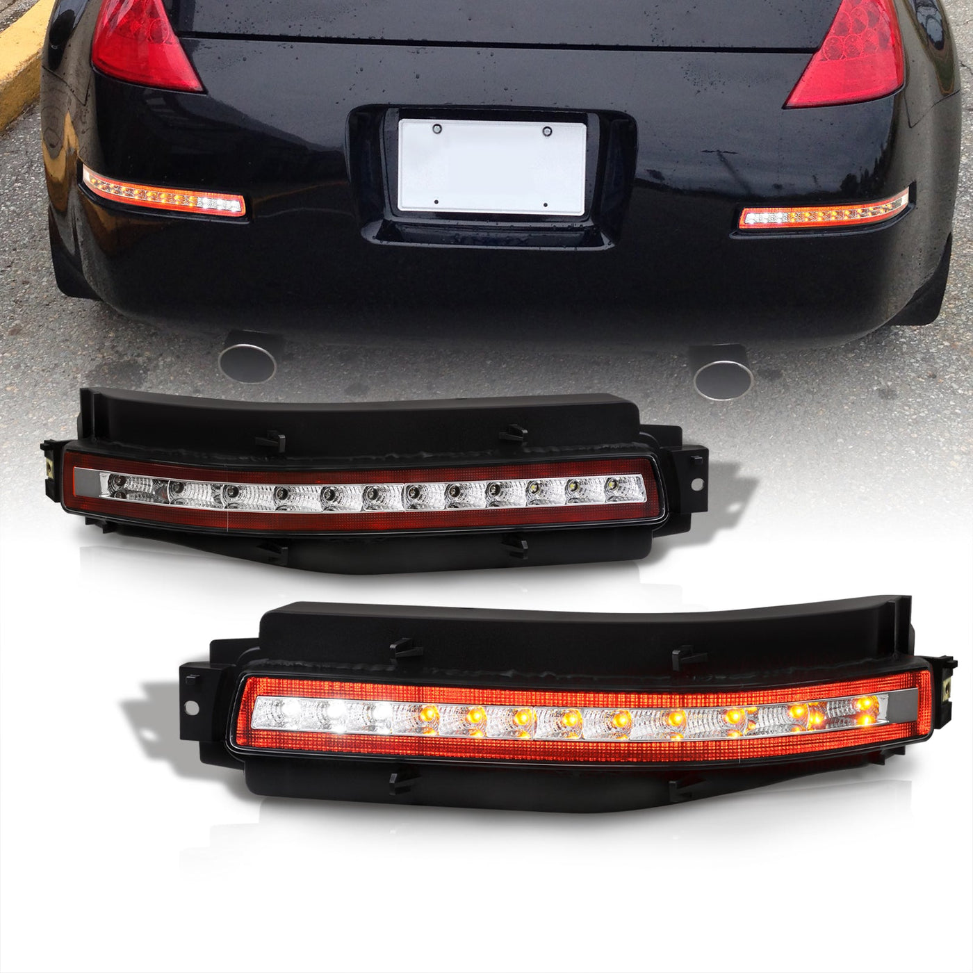 Nissan 350Z Z33 2003-2009 Rear 4-in-1 Function Sequential LED Fog Light (Brake/Reverse/Running/Signal) Clear Len