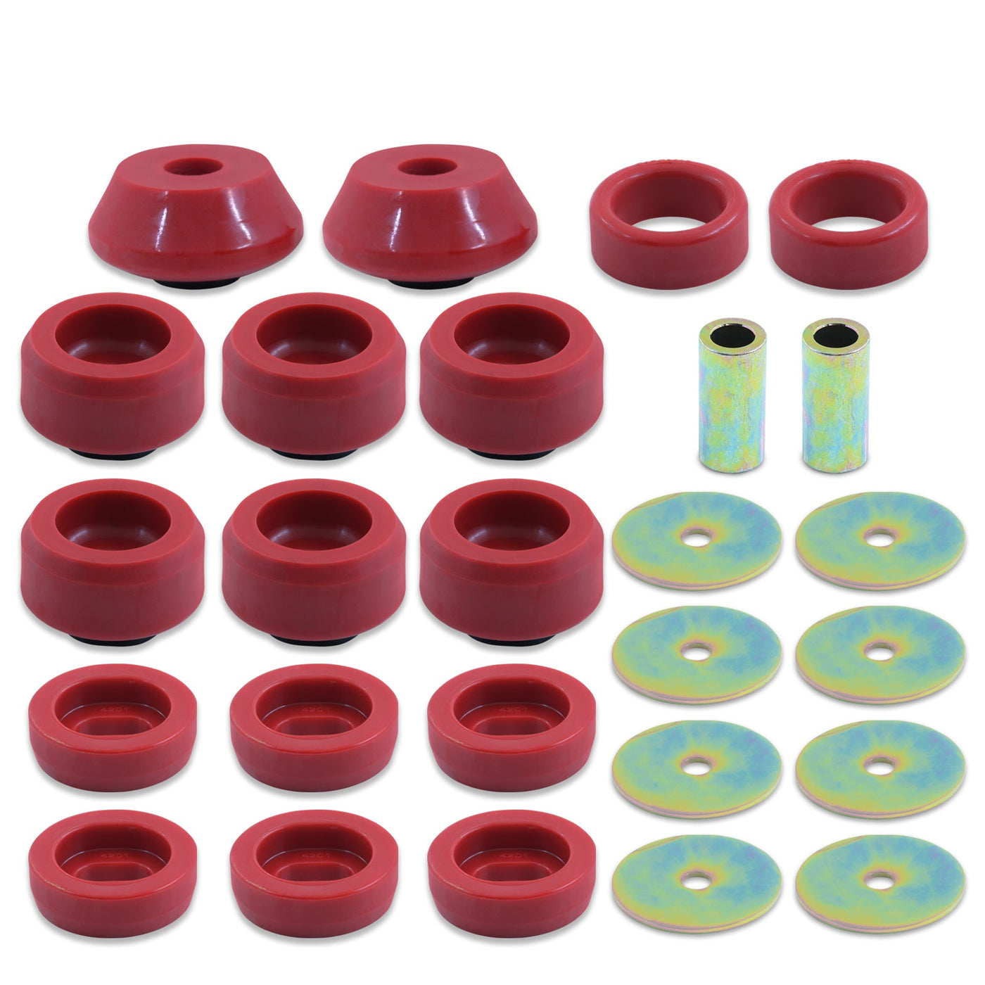 Chevrolet Silverado 1500 4WD 2007-2013 / GMC Sierra 1500 4WD 2007-2013 Body Mount Bushings Kit Red