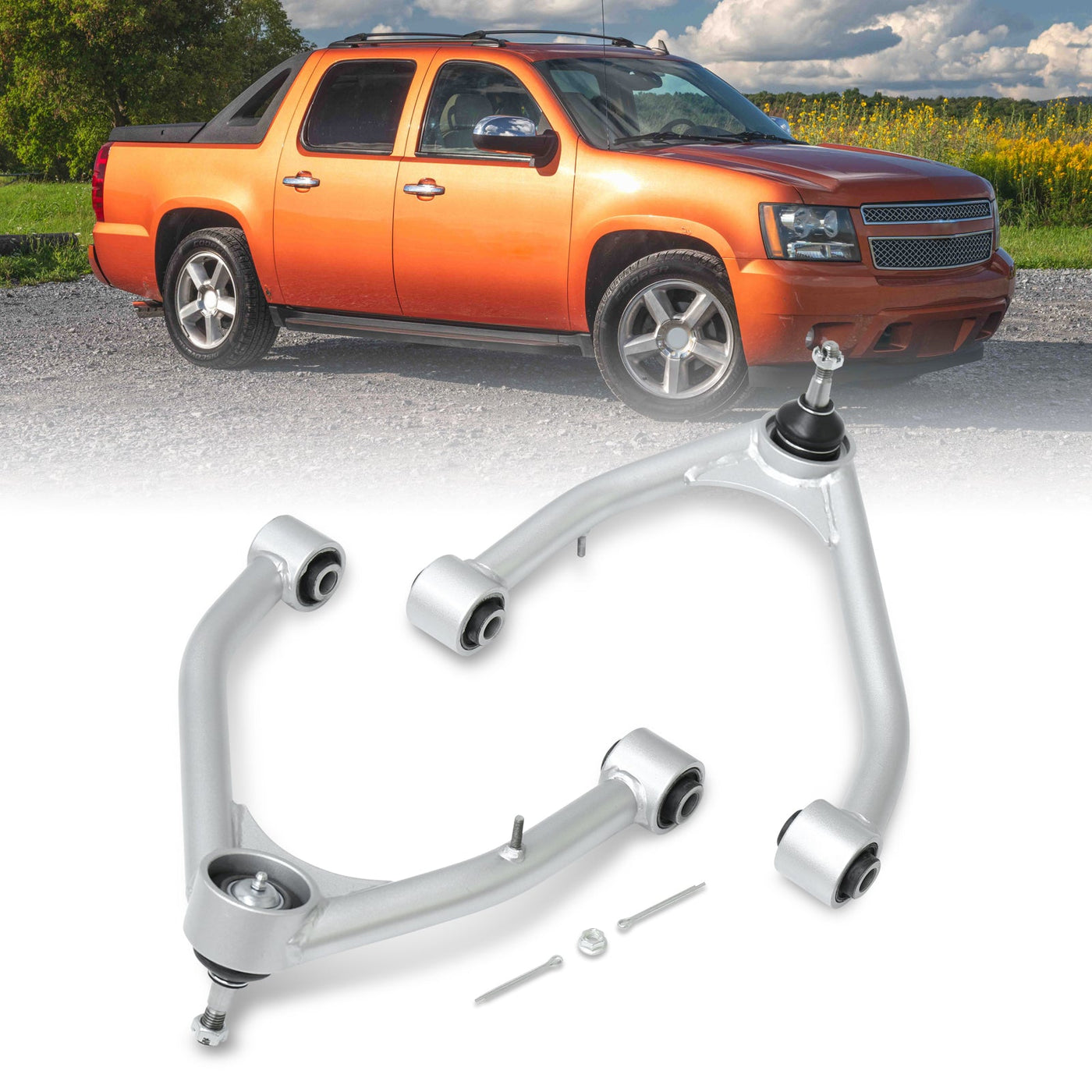 Chevrolet Silverado 1500 2007-2016 / GMC Sierra 1500 2007-2016 2-4" Lift Front Upper Tubular Control Arms Silver (Models With Factory Forged Steel Arms Only)