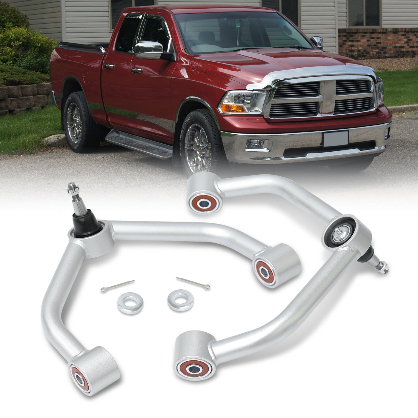 Dodge Ram 1500 2009-2018 2-4" Lift Front Upper Tubular Control Arms Silver