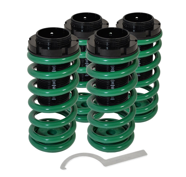 Acura Integra 1990-2001 / Honda Civic 1988-2000 / CRX 1988-1991 / Del Sol 1993-1997 Coilover Sleeves Kit Green (Black Sleeves)