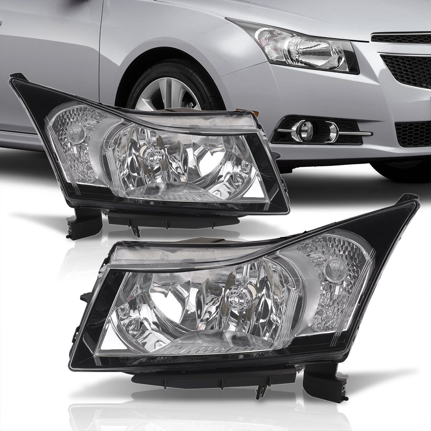 Chevrolet Cruze 2011-2015 Factory Style Headlights Black Housing Clear Len Amber Reflector