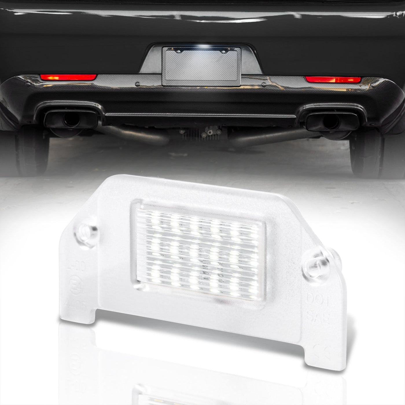 Dodge Dart 2013-2016 / Challenger 2008 - 2014 / Avenger 2008 -2014 / Charger 2006-2014 / Magnum 2005-2008 White SMD LED License Plate Lights Clear Len