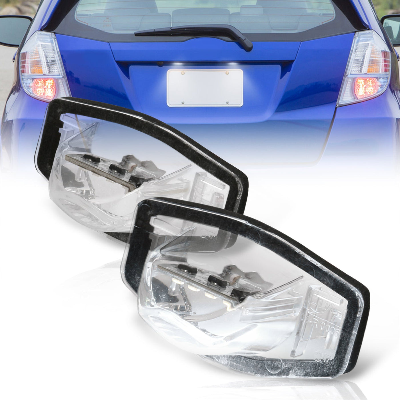 Honda Civic 2012-2015 / CRV 2007-2016 / Fit 2007-2020 / HRV 2016-2022 / Odyssey 2008-2017 White SMD LED License Plate Lights Clear Len