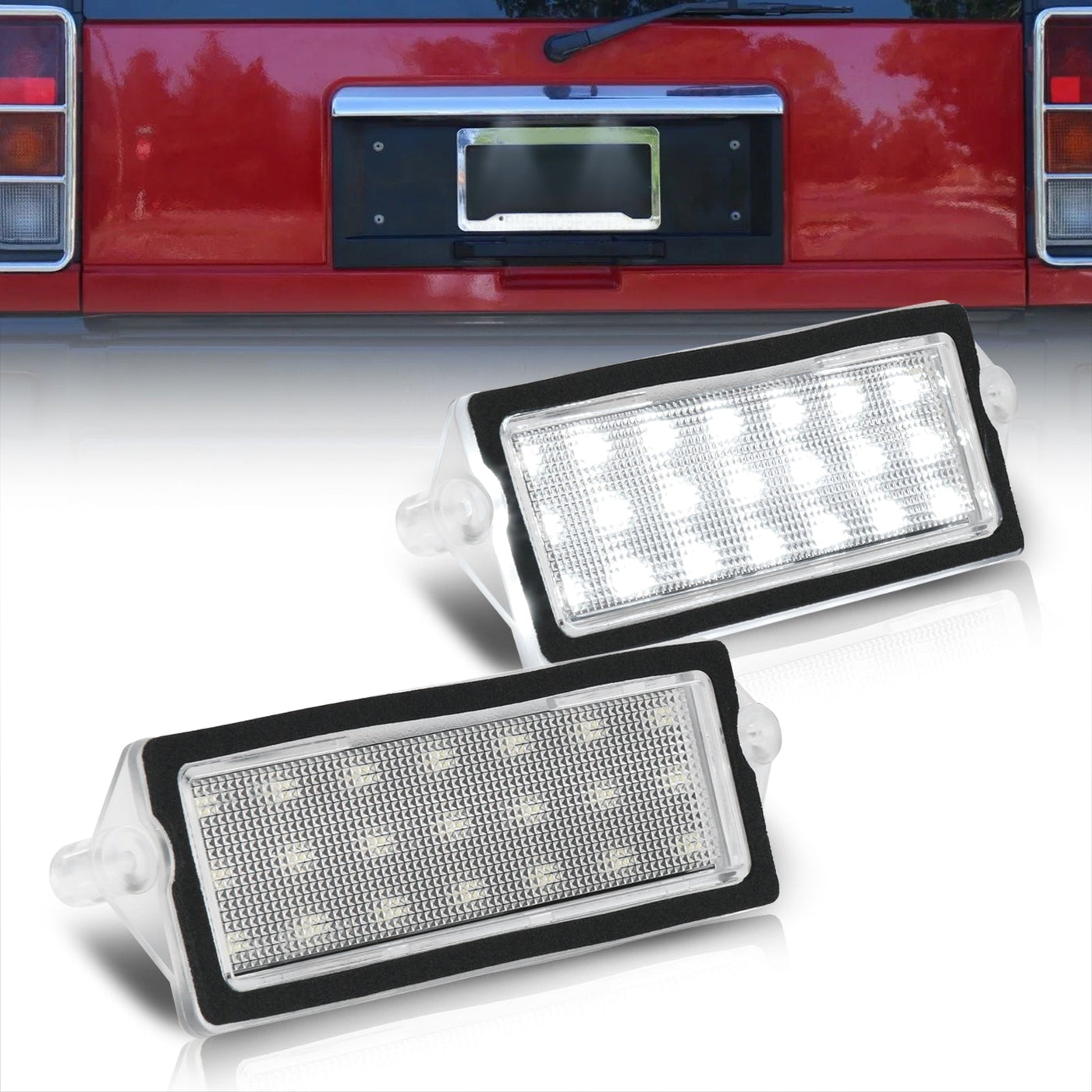 Hummer H2 2003-2009 / Cadiliac Deville 1994-1999 / Cadillac Seville 1998-2004 White SMD LED License Plate Lights Clear Len