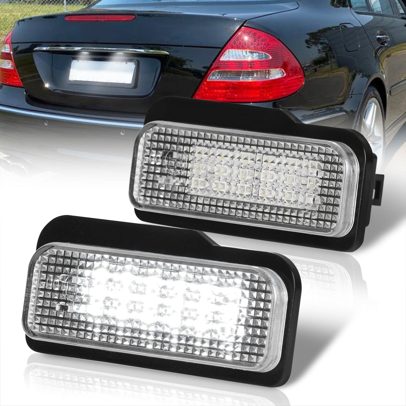 Mercedes Benz W203 W211 W219 R171 / Tesla Model S 2012-2015 White SMD LED License Plate Lights Clear Len