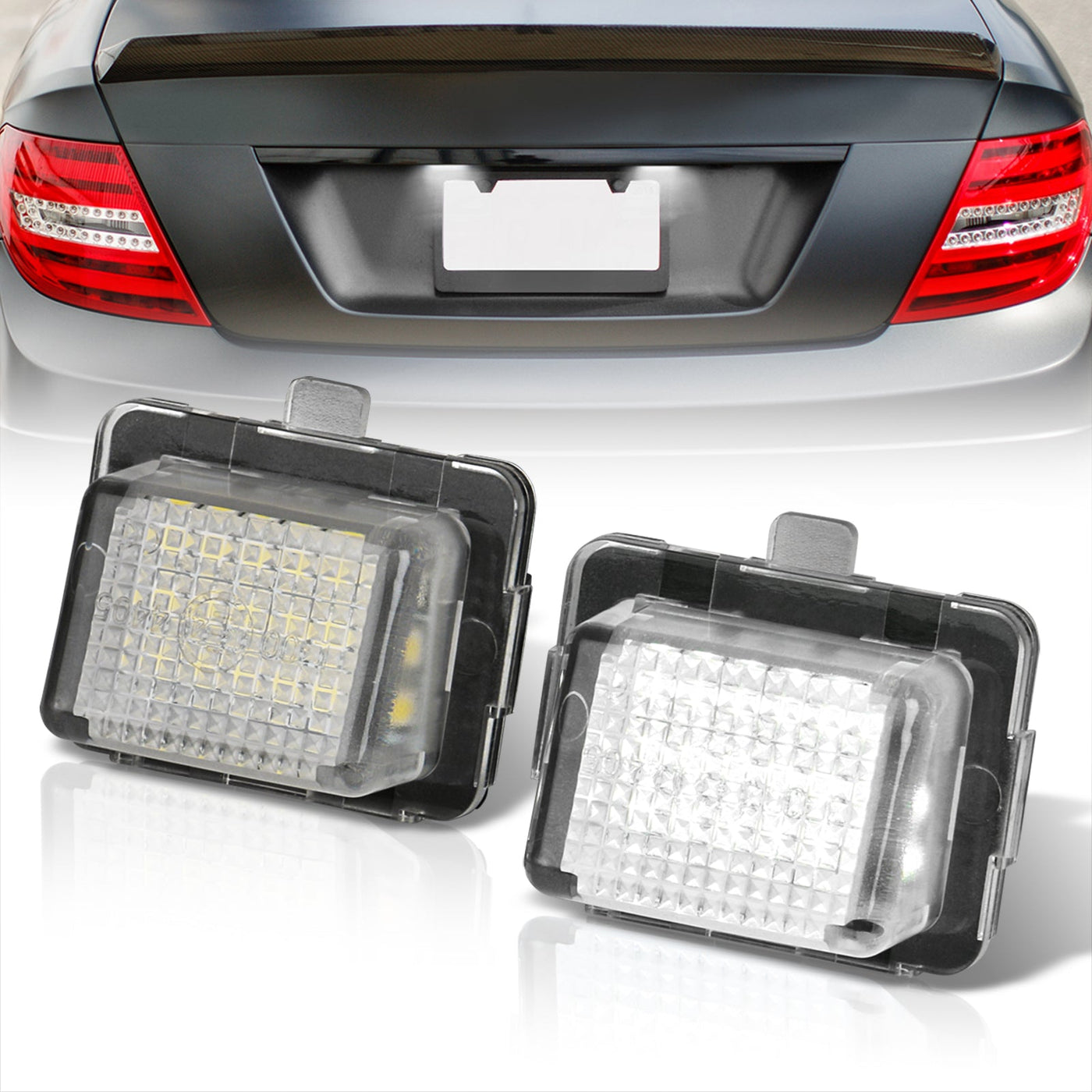 Mercedes Benz W204 W205 W212 W216 W218 W221 W231 W222 White SMD LED License Plate Lights Clear Len