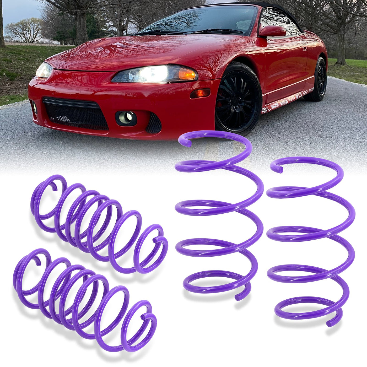 Mitsubishi Eclipse 1995-1999 / Eagle Talon 1995-1998 Lowering Springs Purple (Front ~1.5" / Rear ~1.25")