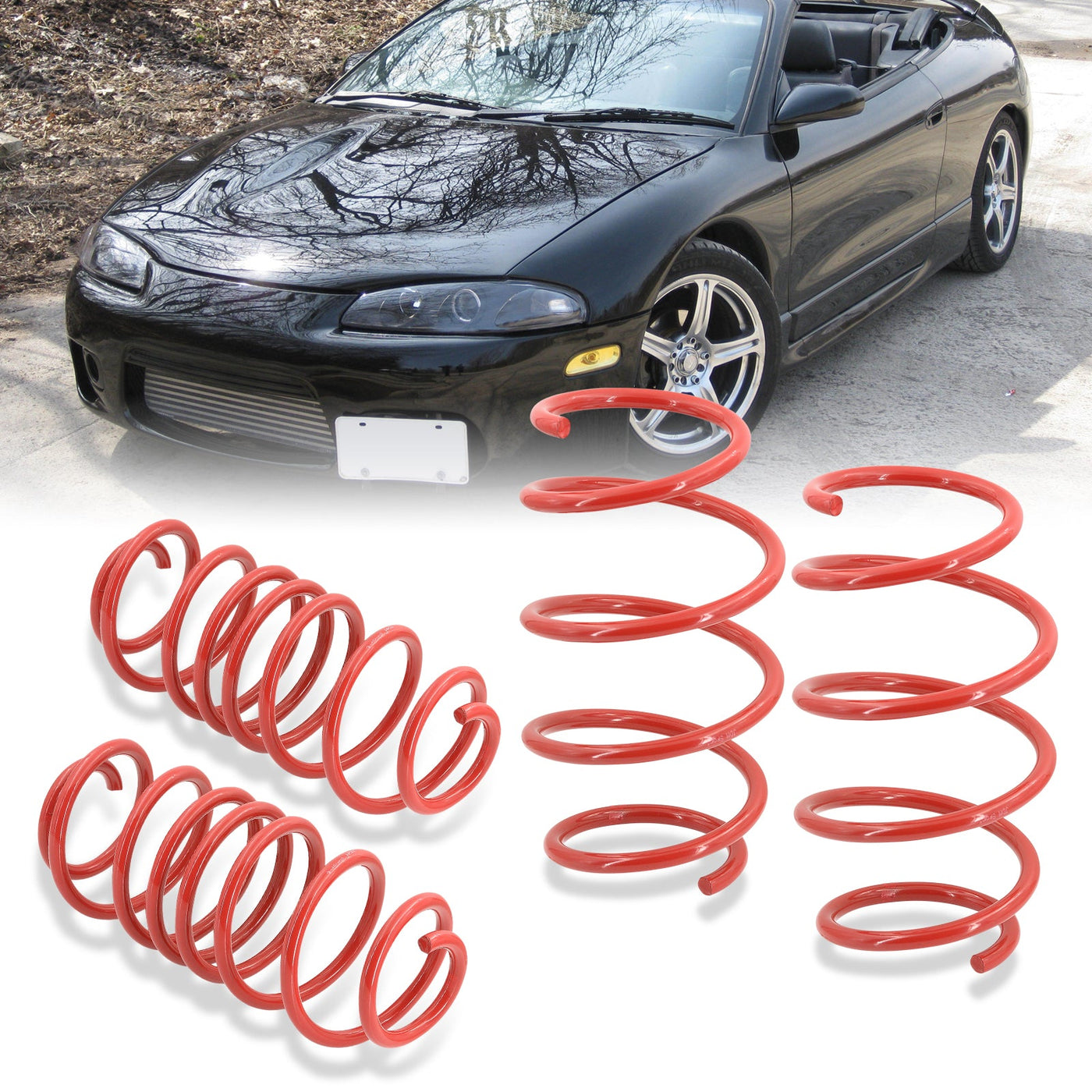 Mitsubishi Eclipse 1995-1999 / Eagle Talon 1995-1998 Lowering Springs Red (Front ~1.5" / Rear ~1.25")