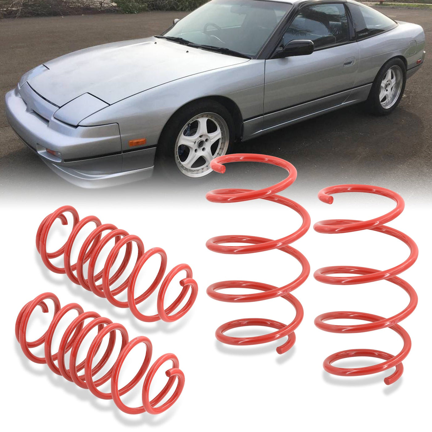 Nissan 240SX S13 1989-1994 Lowering Springs Red (Front ~1.5" / Rear ~1.2")