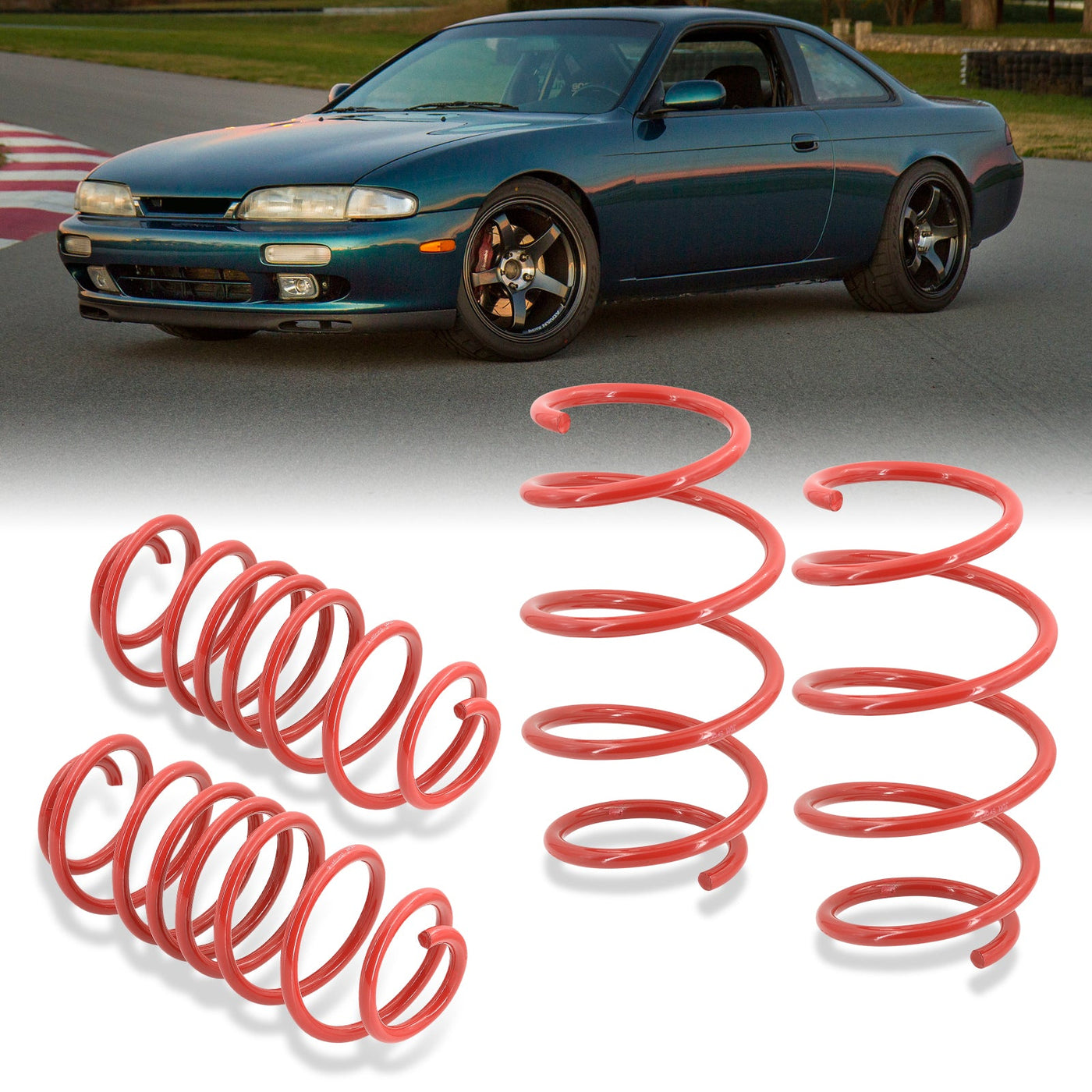 Nissan 240SX S14 1995-1998 Lowering Springs Red (Front ~1.4" / Rear ~1.0")