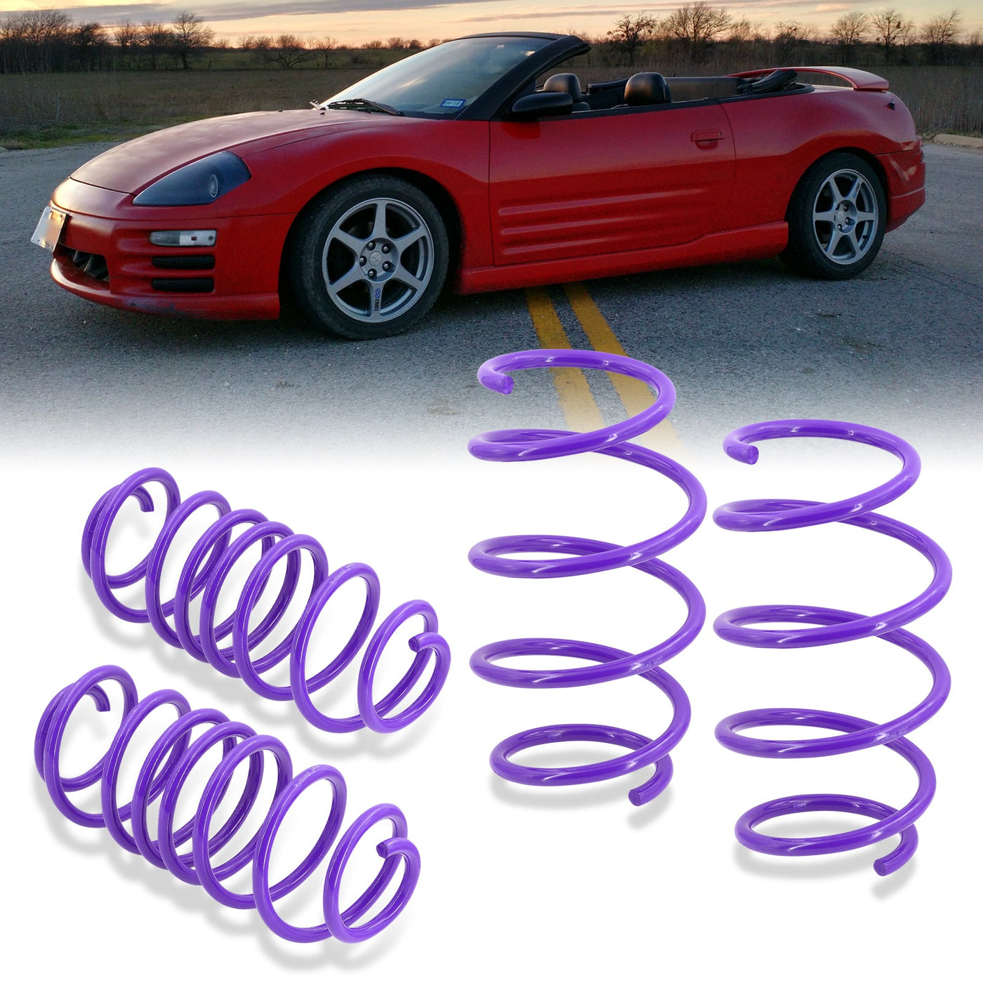 Mitsubishi Eclipse 2000-2005 Lowering Springs Purple (L4 Drop Front ~ 2.5" / Rear ~ 2.6") (V6 Drop Front ~1.7" / Rear ~1.5")