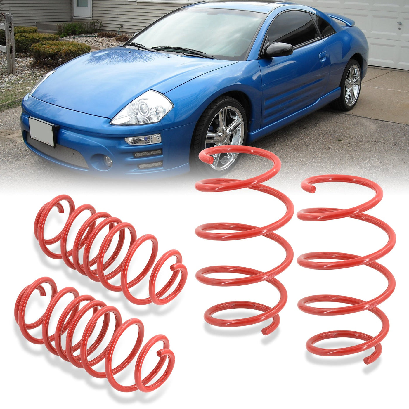 Mitsubishi Eclipse 2000-2005 Lowering Springs Red (L4 Drop Front ~ 2.5" / Rear ~ 2.6") (V6 Drop Front ~1.7" / Rear ~1.5")