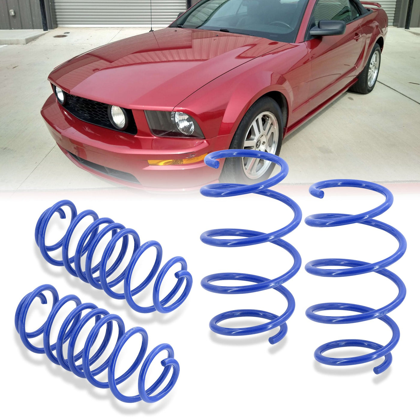 Ford Mustang V8 2005-2011 Lowering Springs Blue (Front ~ 1.9" / Rear ~ 2.5")