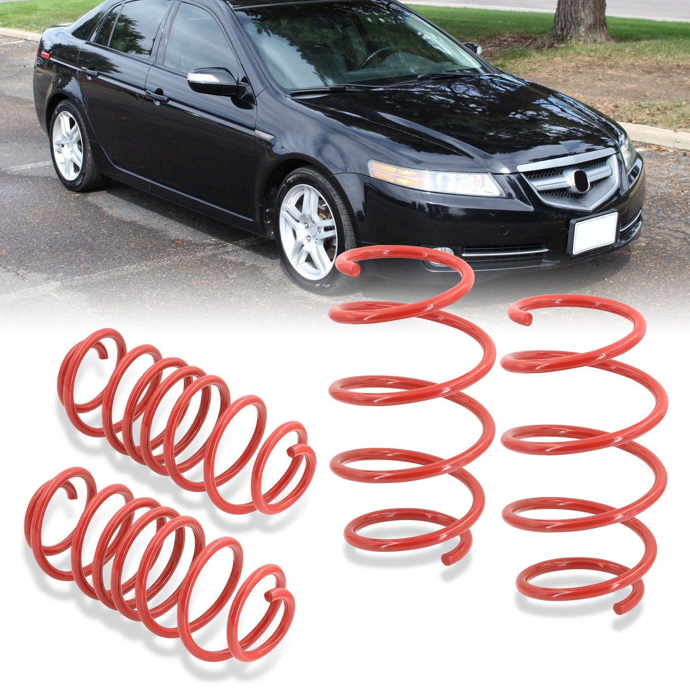 Acura TL 2004-2008 / Honda Accord V6 2003-2007 Lowering Springs Red (TL Front ~0.6" / Rear ~0.7")(Accord Front ~1.8" / Rear ~1.5")