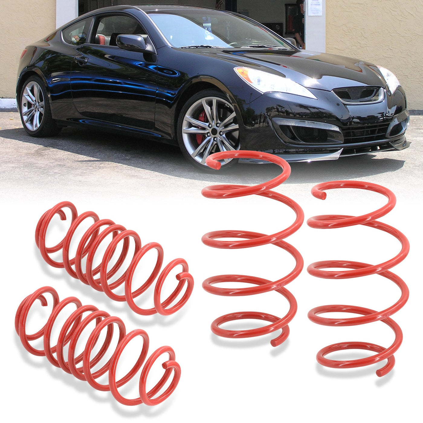 Hyundai Genesis Coupe 2010-2016 Lowering Springs Red (Front ~1.5" / Rear ~1.2")