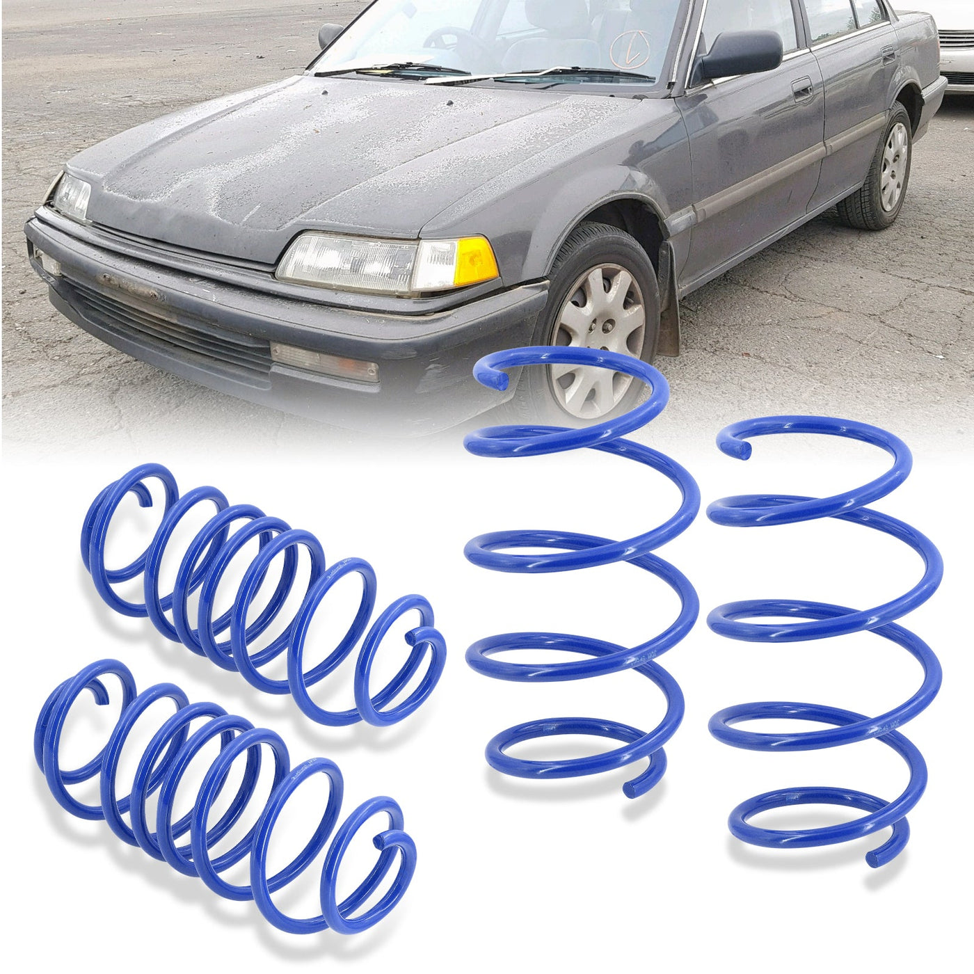 Honda Civic 1988-1991 / CRX 1988-1991 Lowering Springs Blue (Front ~2.5" / Rear ~2.25")