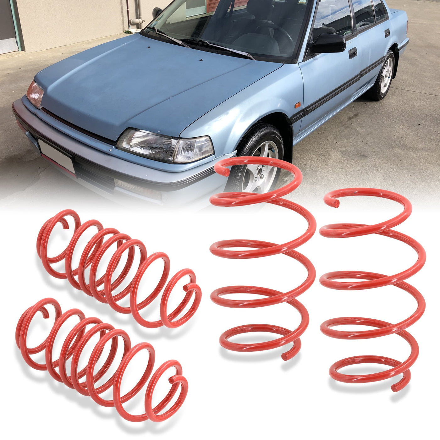 Honda Civic 1988-1991 / CRX 1988-1991 Lowering Springs Red (Front ~2.5" / Rear ~2.25")