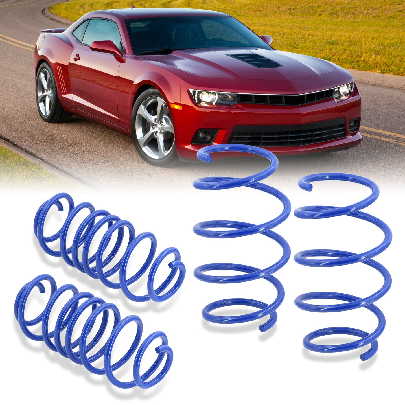 Chevy Camaro V8 2010-2015 Lowering Springs Blue (Front ~1.0" / Rear ~1.0")