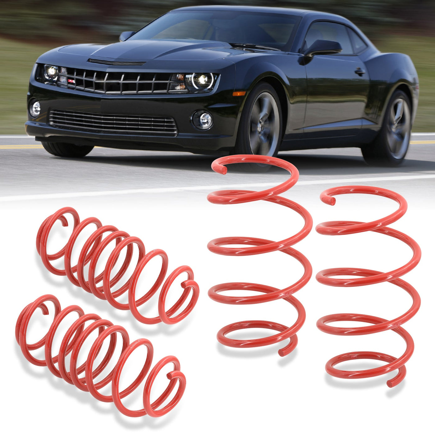 Chevy Camaro 3.6L V6 2010-2015 3.6L V6 Lowering Springs Red (Front ~1.0" / Rear ~1.3")