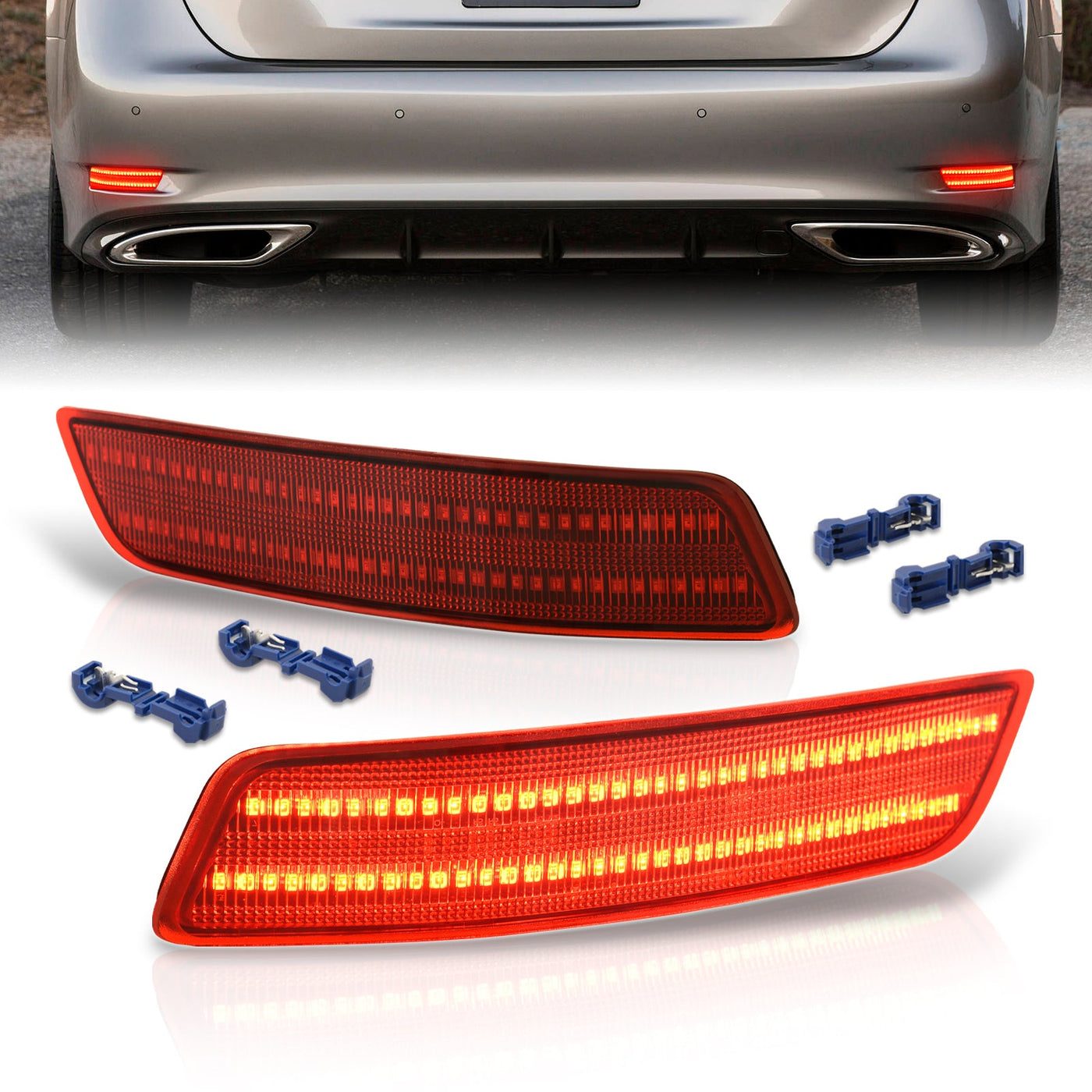 Lexus GS200t GS350 GS450h GSF 2013-2020 / ES300h ES350 2013-2018 Rear Red LED Reflector Lights Red Len