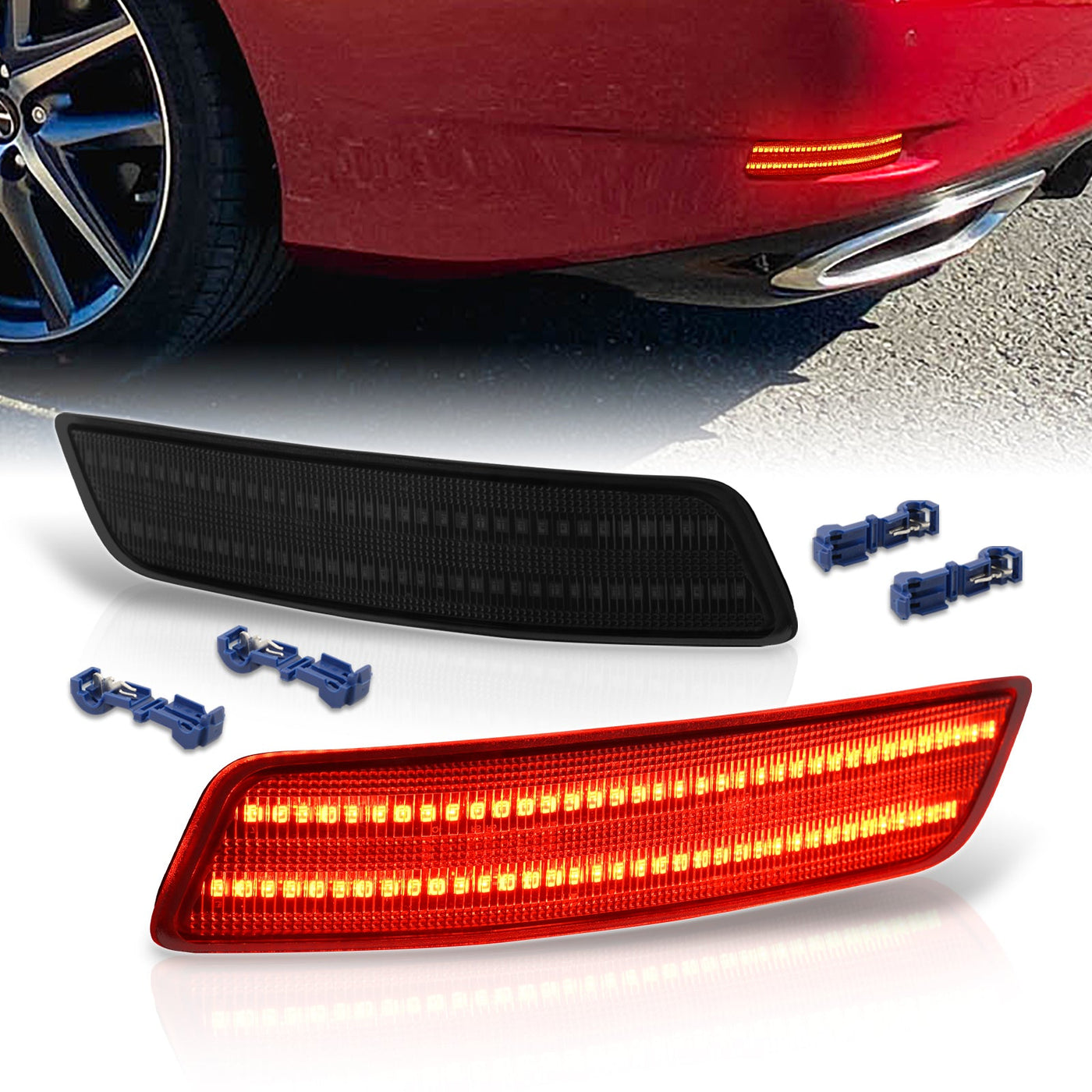 Lexus GS200t GS350 GS450h GSF 2013-2020 / ES300h ES350 2013-2018 Rear Red LED Reflector Lights Smoke Len