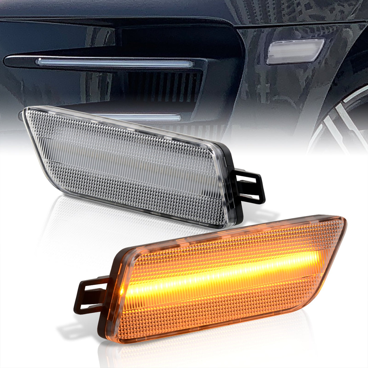 Porsche Macan 2015-2022 Front Amber LED Side Marker Lights Clear Len