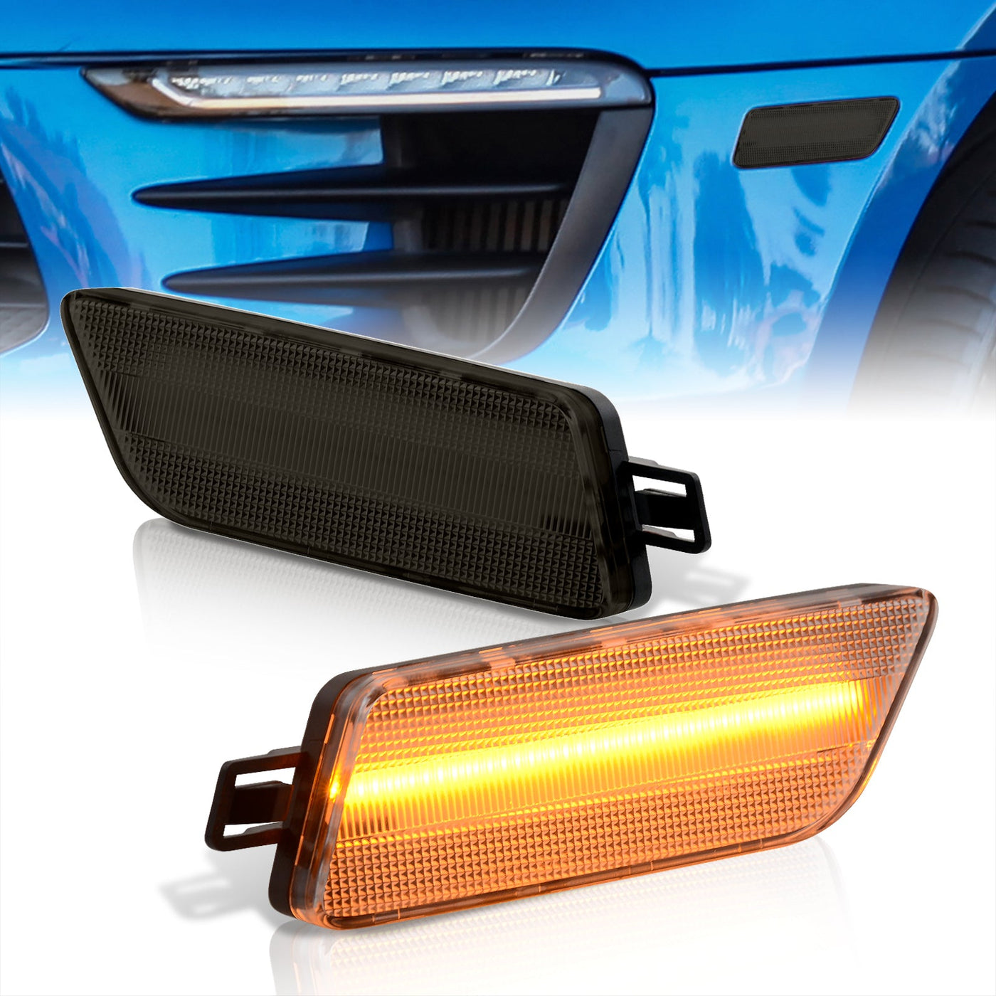 Porsche Macan 2015-2022 Front Amber LED Side Marker Lights Smoke Len