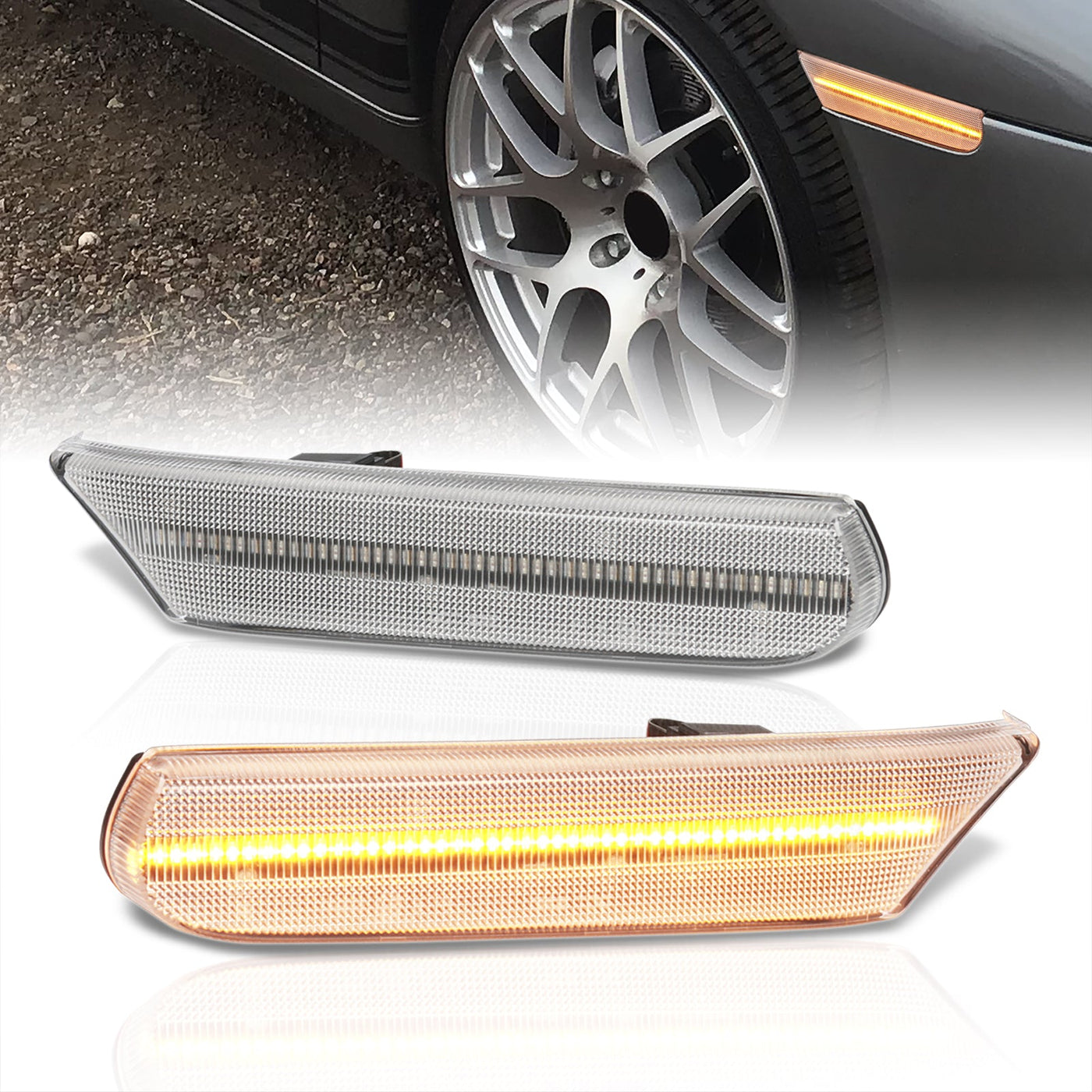 Porsche 911 Carrera 996 1997-2005 / Boxster 986 1997-2004 Front Amber LED Side Marker Lights Clear Len