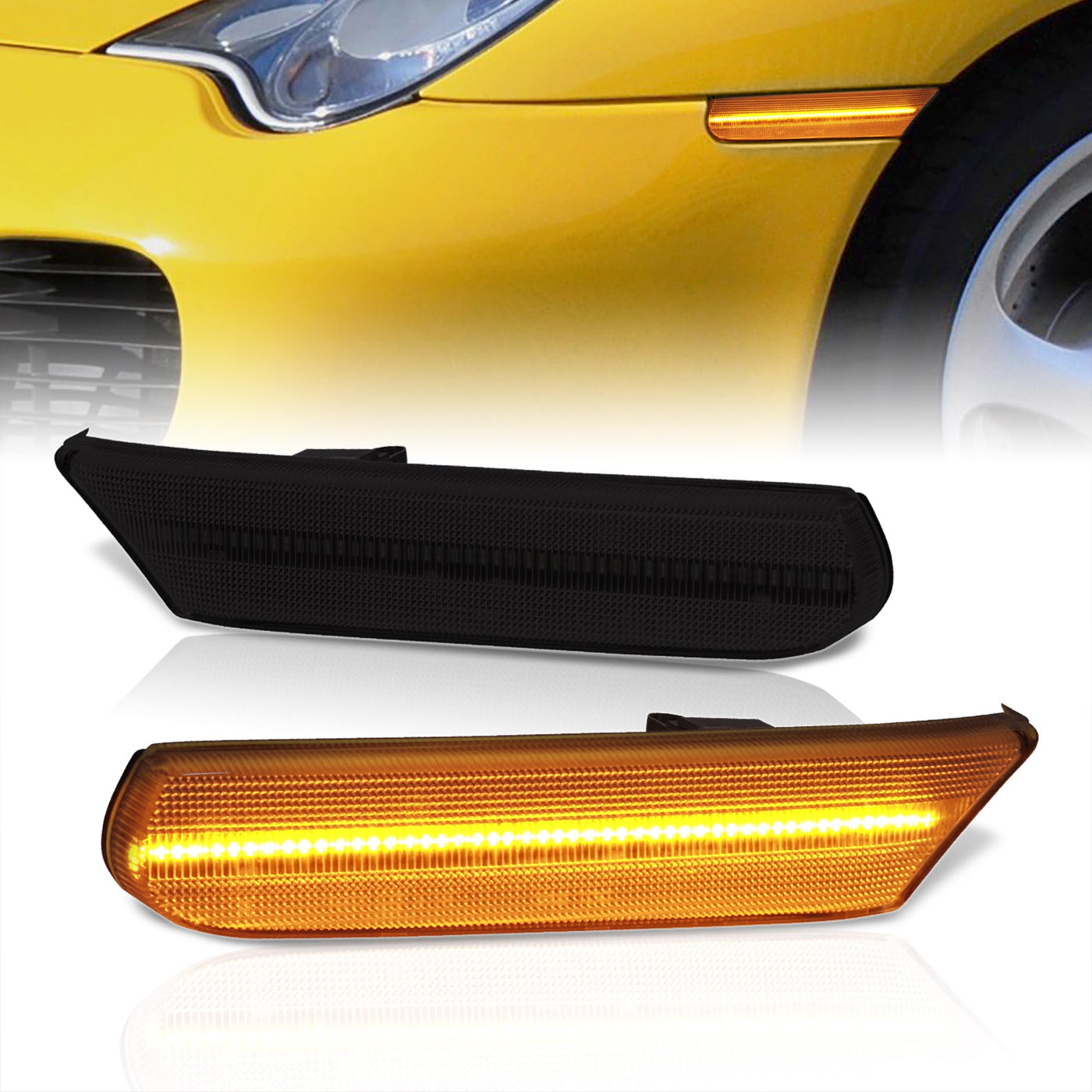 Porsche 911 Carrera 996 1997-2005 / Boxster 986 1997-2004 Front Amber LED Side Marker Lights Smoke Len