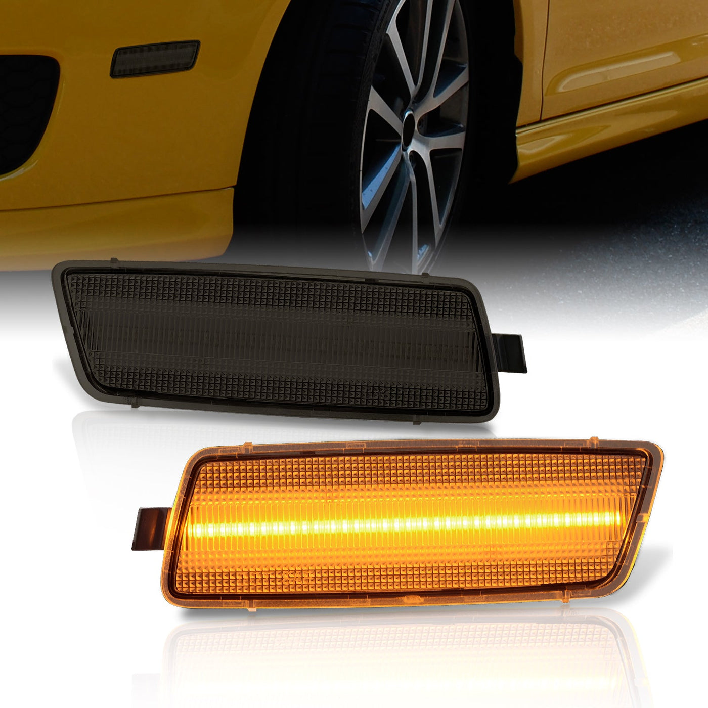 Volkswagen (USA Car Only) GTI 2006-2009 / Jetta Mk5 2005-2010 / Rabbit 2006-2009 / R32 2008 Front Amber LED Side Marker Lights Smoke Len