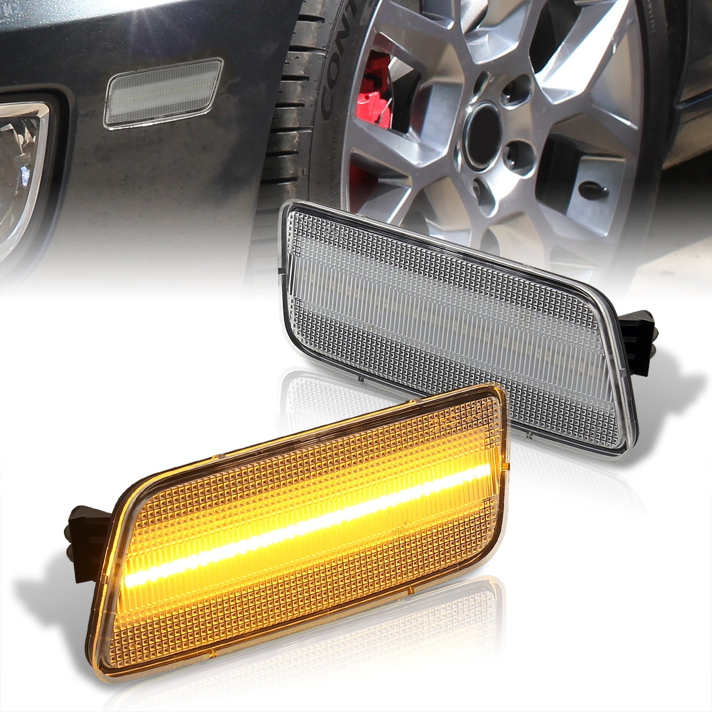 Volkswagen (USA Car Only) GTI 2.0T 2010-2014 Front Amber LED Side Marker Lights Clear Len