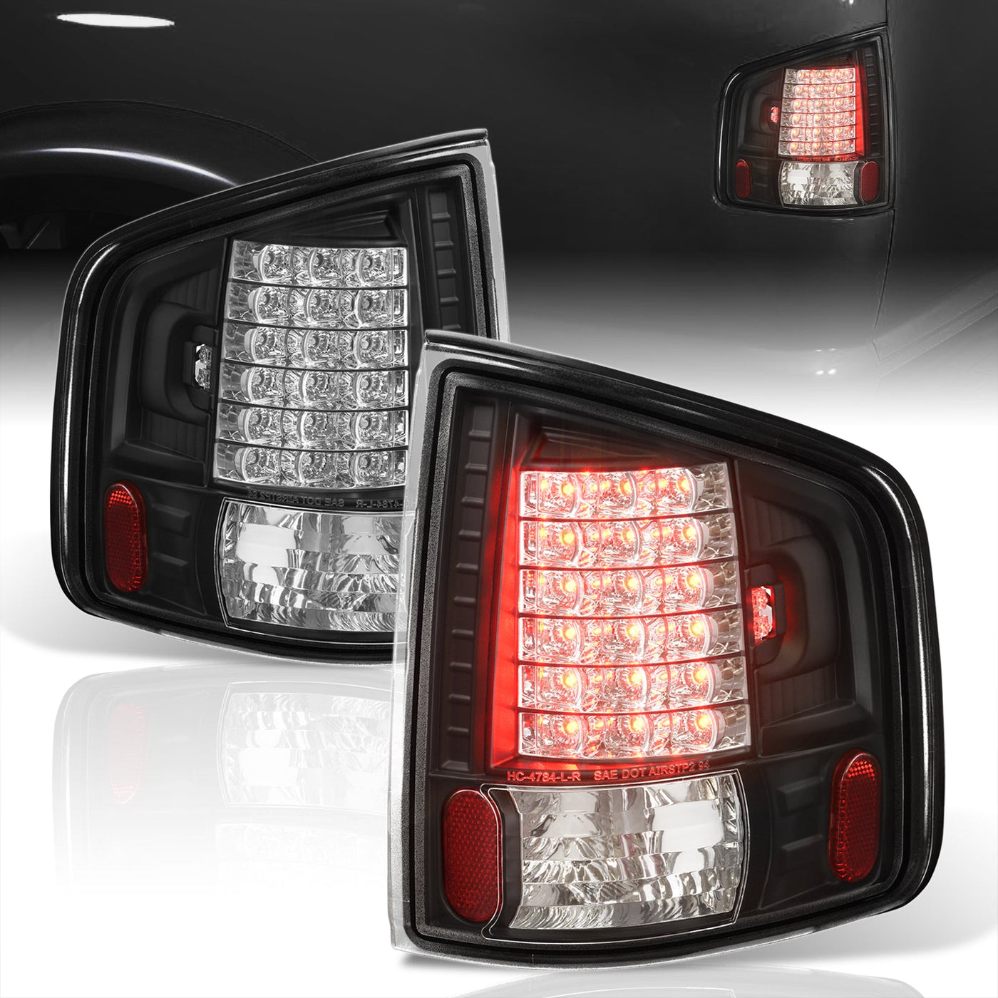 Chevrolet S10 Truck 1994-2004 / GMC Sonoma 1994-2004 / Isuzu Hombre 1996-2000 LED Tail Lights Black Housing Clear Len