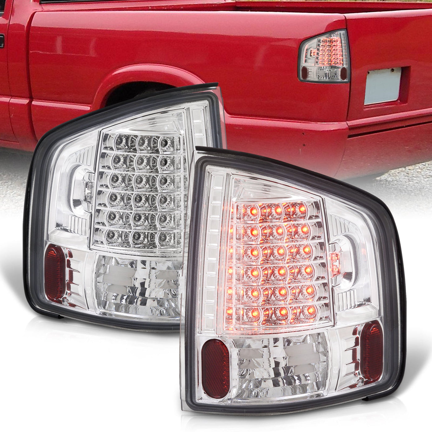 Chevrolet S10 Truck 1994-2004 / GMC Sonoma 1994-2004 / Isuzu Hombre 1996-2000 LED Tail Lights Chrome Housing Clear Len