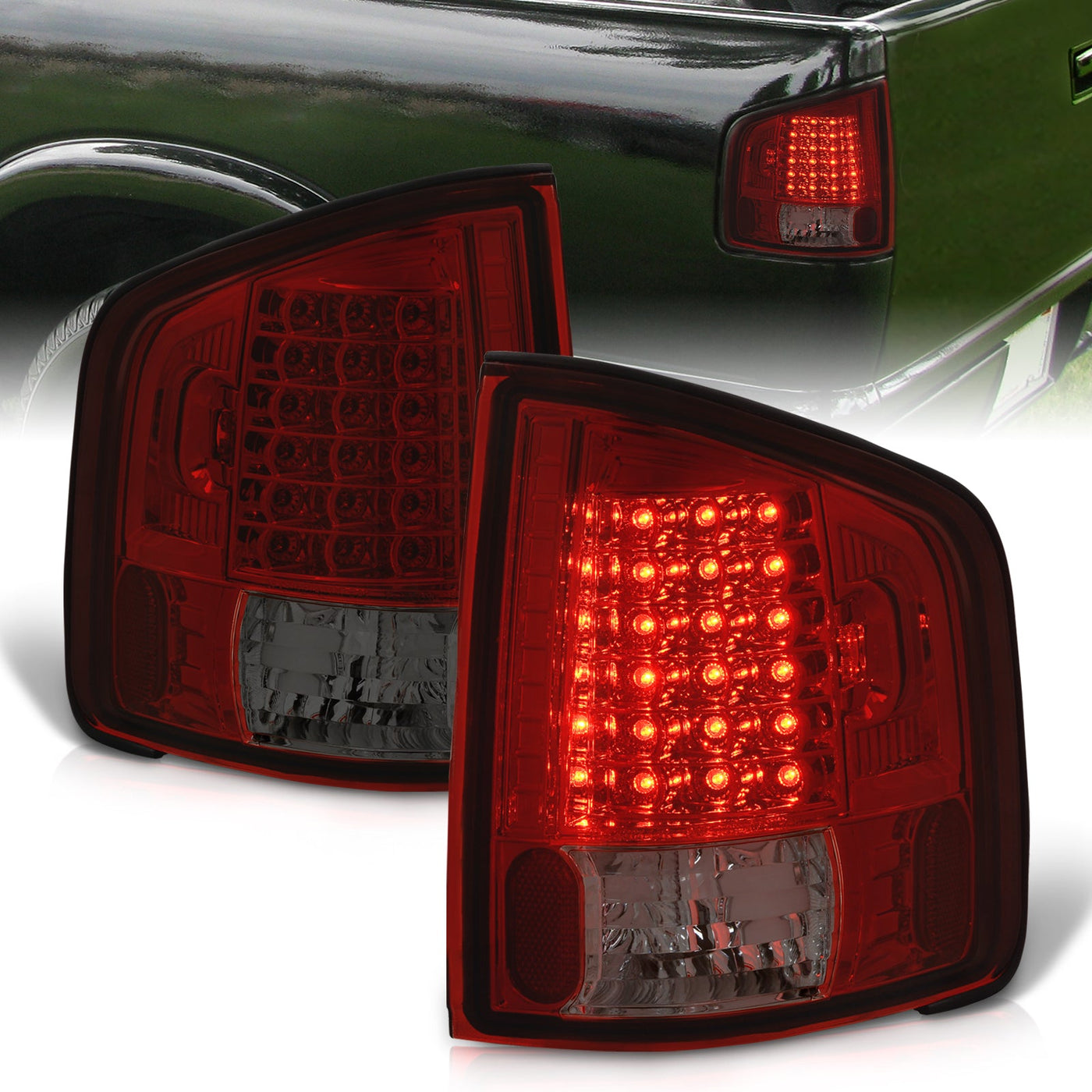 Chevrolet S10 Truck 1994-2004 / GMC Sonoma 1994-2004 / Isuzu Hombre 1996-2000 LED Tail Lights Chrome Housing Red Smoke Len