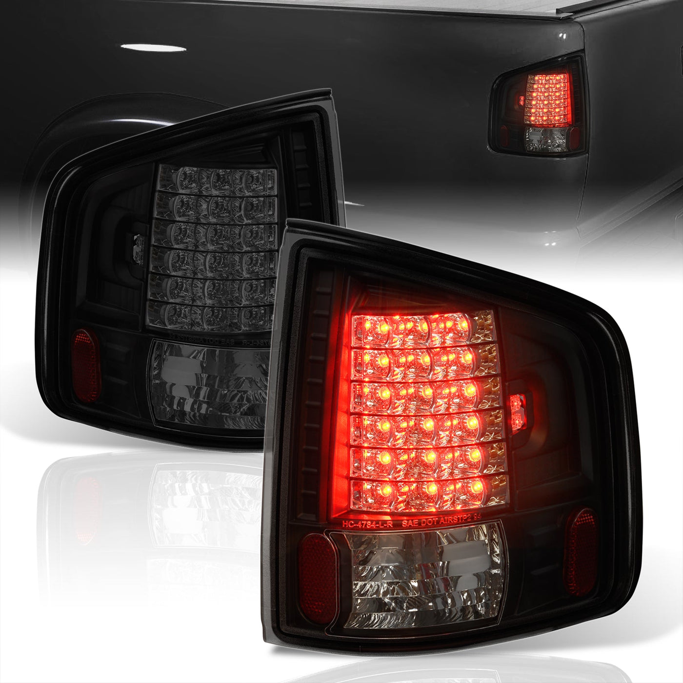 Chevrolet S10 Truck 1994-2004 / GMC Sonoma 1994-2004 / Isuzu Hombre 1996-2000 LED Tail Lights Black Housing Smoked Len