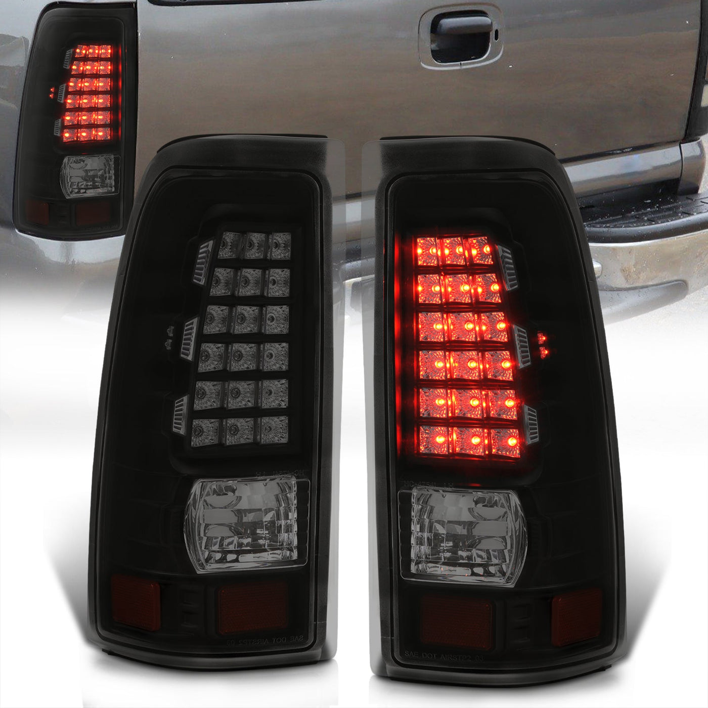 Chevrolet Silverado 1999-2006 / GMC Sierra 1999-2006 LED Tail Lights Black Housing Smoke Len