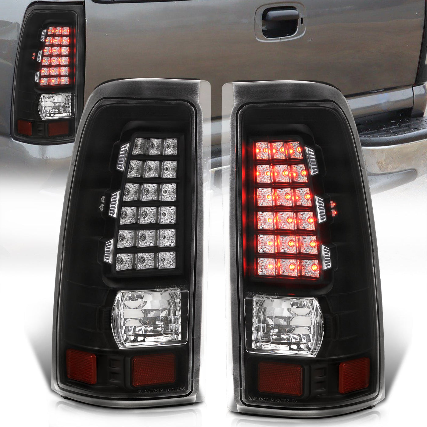 Chevrolet Silverado 1999-2006 / GMC Sierra 1999-2006 LED Tail Lights Black Housing Clear Len