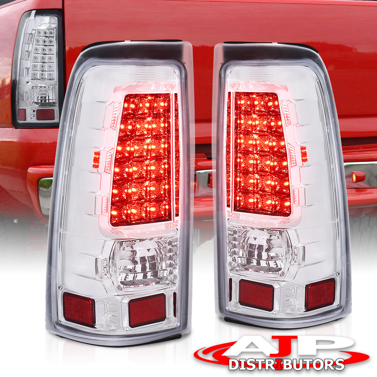 Chevrolet Silverado 1999-2006 / GMC Sierra 1999-2006 LED Tail Lights Chrome Housing Clear Len