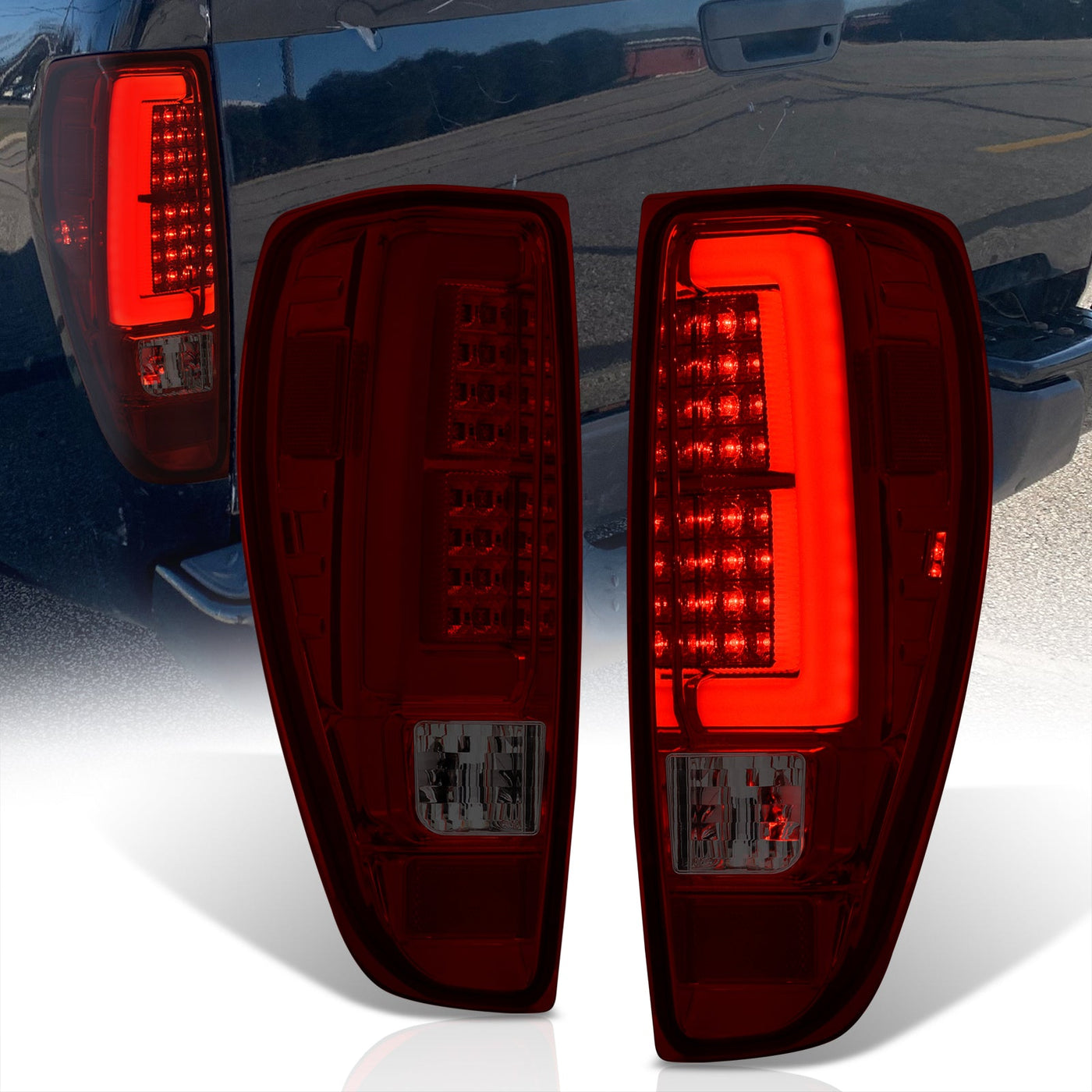 Chevrolet Colorado 2004-2012 LED Bar Tail Lights Chrome Housing Red Smoke Len White Tube