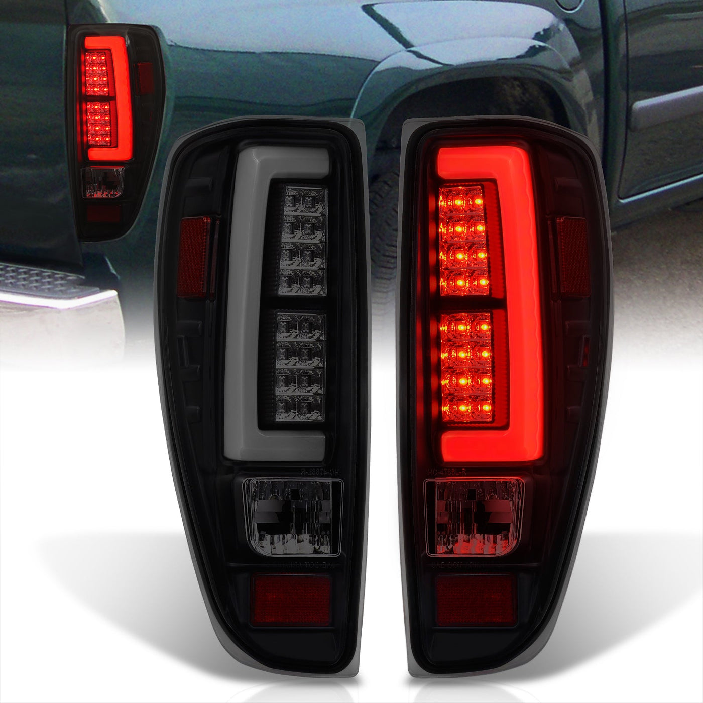 Chevrolet Colorado 2004-2012 LED Bar Tail Lights Black Housing Smoke Len White Tube