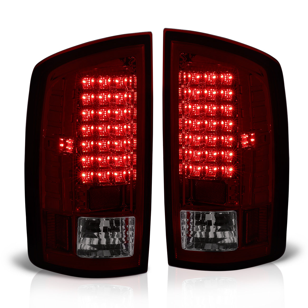 Dodge Ram 1500 2002-2006 / 2500 3500 2003-2006 LED Tail Lights Chrome Housing Red Smoke Len