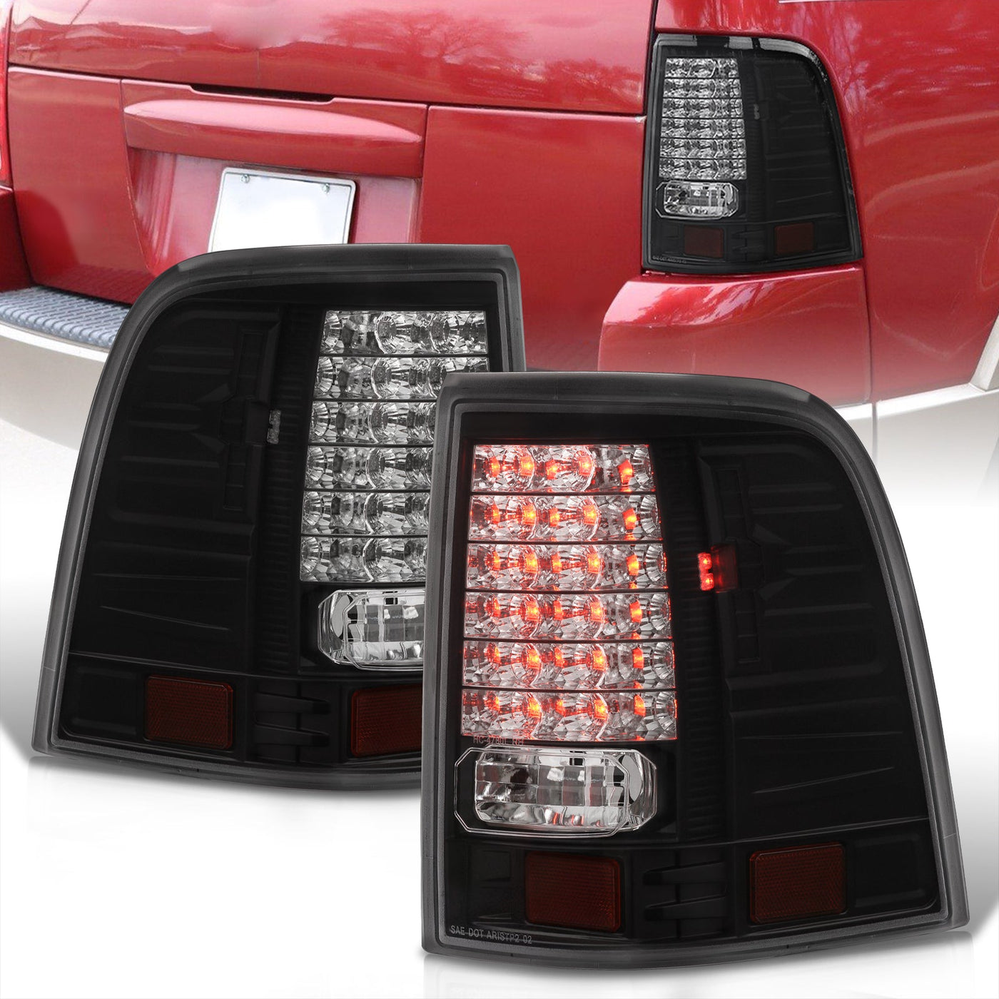 Ford Explorer 2002-2005 LED Tail Lights Black Housing Clear Len